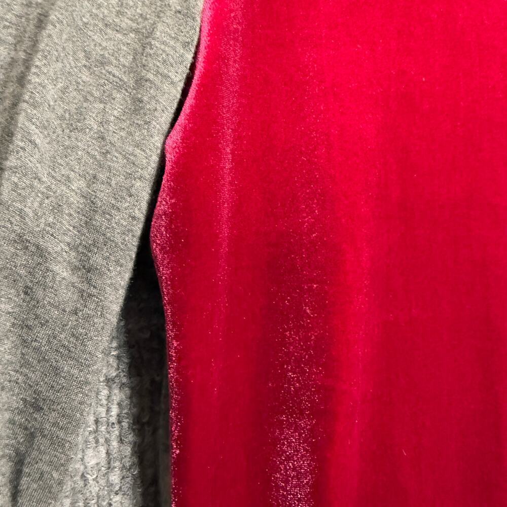 Sundance Size Medium Dulcet Tones Velour Top Red Gray Colorblock Ruched Sleeves - Picture 4 of 8